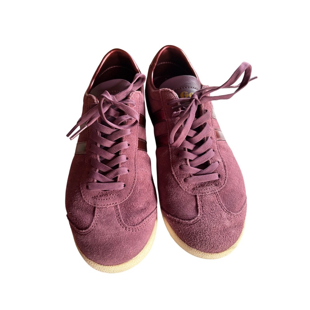 Gola Bullet Pearl Burgundy Suede Metallic Sneakers CLA838 Womens 9